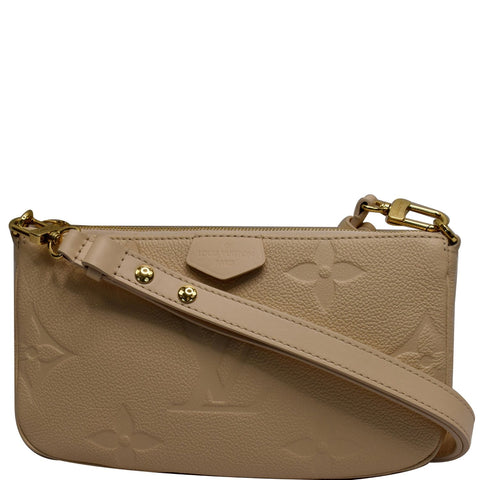 LOUIS VUITTON Multi Pochette Accessories Empreinte Shoulder Bag Cream