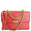 Chanel Coco Luxe Medium Flap Lambskin Shoulder Bag Red