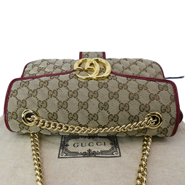 GUCCI GG Marmont Small Matelasse Canvas Shoulder Bag Beige 443497
