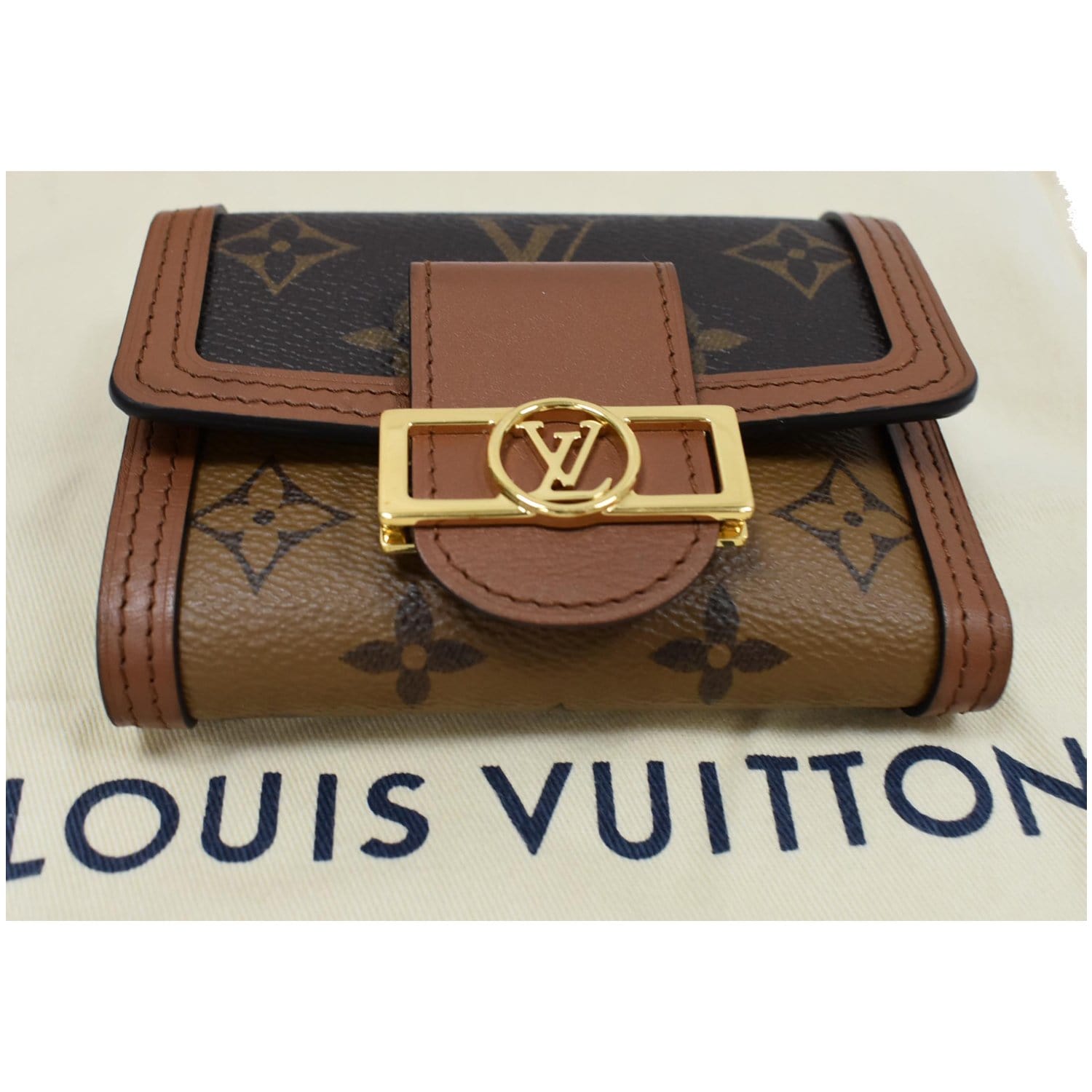 LOUIS VUITTON DAUPHINE COMPACT TRIFOLD WALLET MONOGRAM REVERSE LEATHER  50RC365