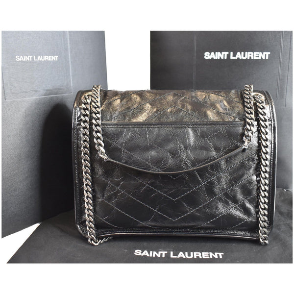 YVES SAINT LAURENT Niki Baby Crinkle Leather Crossbody Bag Black