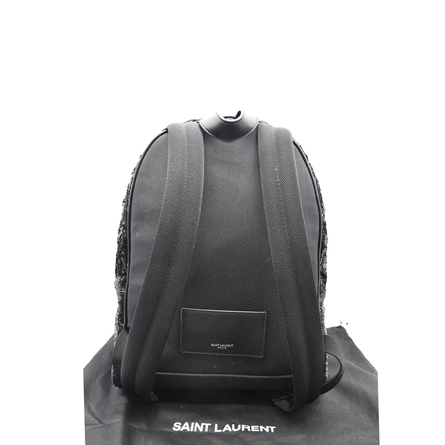 black sequin mini backpack YVES SAINT LAURENT Mini City Sequin Leather Backpack Bag Black