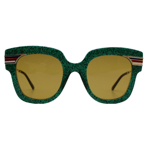 GUCCI GG0281S Square Glitter Green Sunglasses Brown Lens