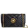 VERSACE Icon Quilted Leather Wallet on a Chain Crossbody Bag Black