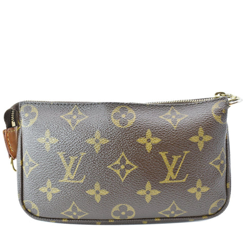 LOUIS VUITTON Mini Pochette Monogram Canvas Accessoires Pouch Brown