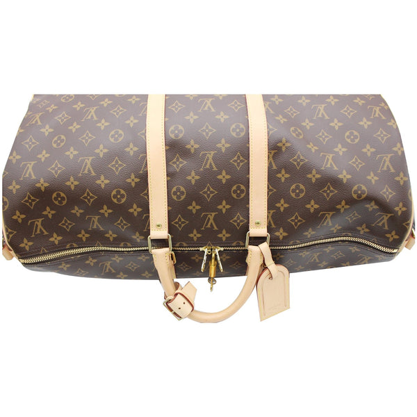LOUIS VUITTON Keepall 55 Bandouliere Monogram Canvas Travel Bag Brown