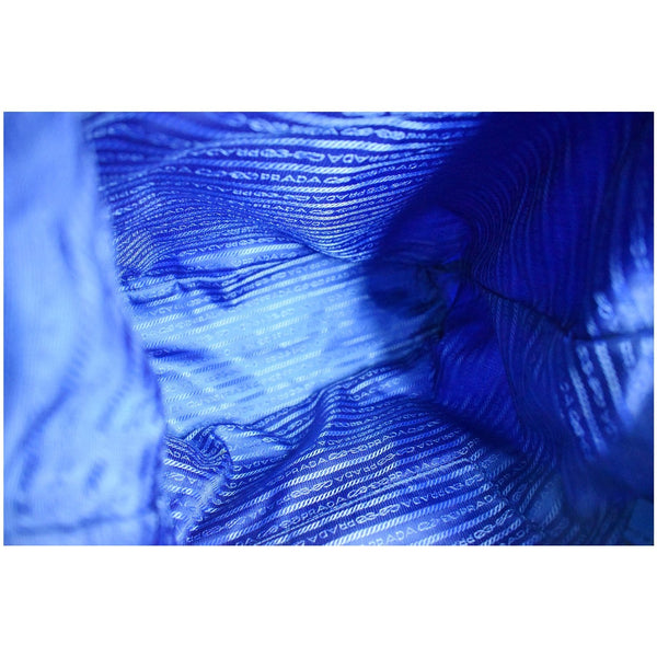 PRADA Textured Nylon Check Tote Shoulder Bag Blue