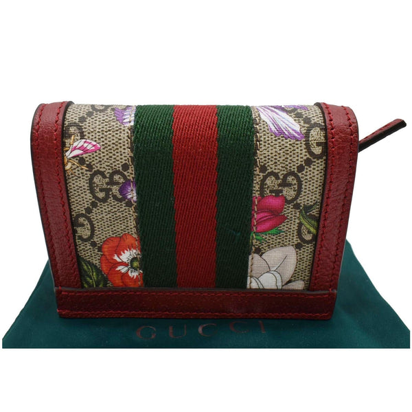 GUCCI Ophidia Flora GG Supreme Canvas Card Case Wallet Red 523155