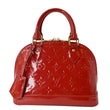 LOUIS VUITTON Alma BB Monogram Vernis Satchel Bag Red