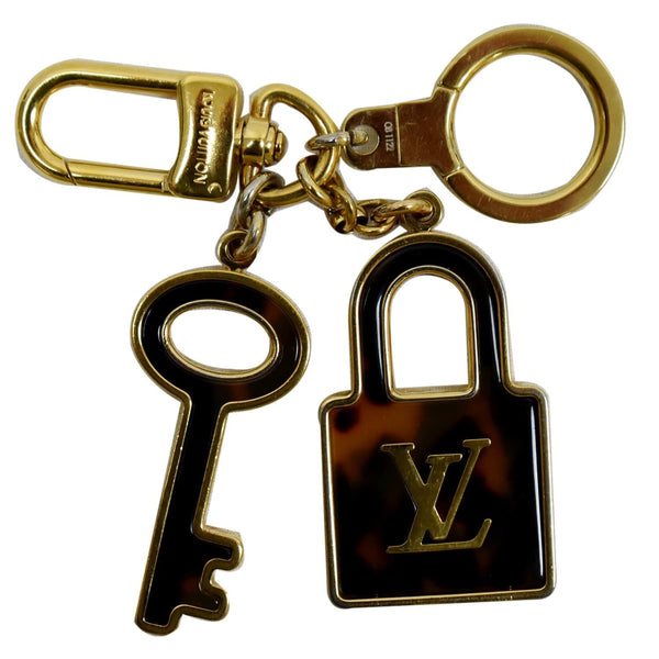 LOUIS VUITTON Resin Lock and Key Monogram Bag Charm Tortoise