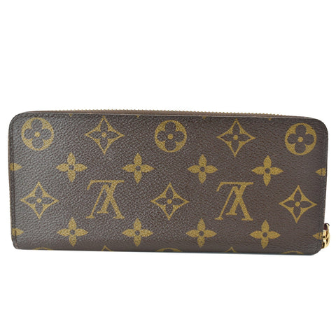 LOUIS VUITTON Clemence Monogram Canvas Zippy Wallet Brown