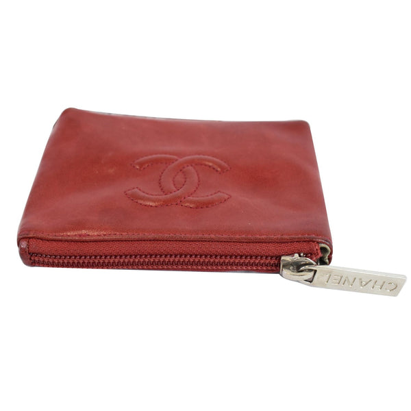Chanel CC Key Ring Lambskin Leather Coin Case Purse zipper pouch