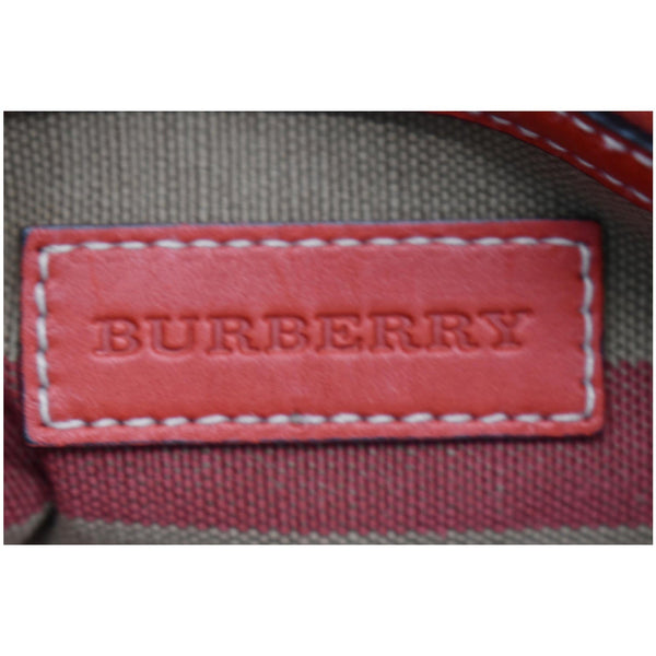BURBERRY Susanna Medium Check Canvas Leather Bucket Shoulder Bag Red