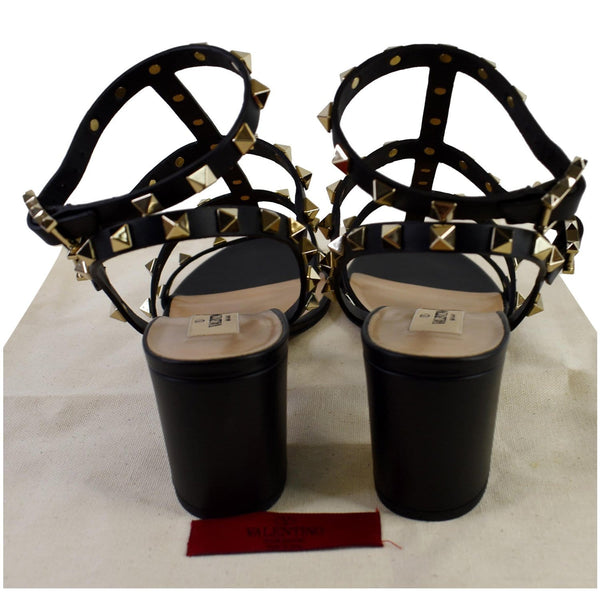 VALENTINO Garavani Caged Rockstud Leather Sandals Black Size 9.5