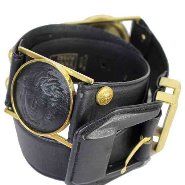 VERSACE Vintage Medusa Head Leather Belt 28 Black