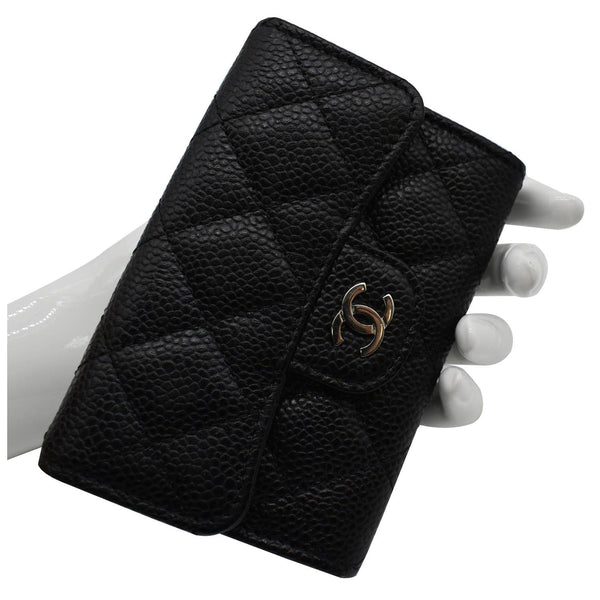 CHANEL CC Classic Small Flap Caviar Leather Card holder Black