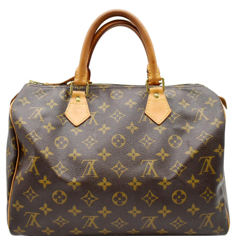 LOUIS VUITTON Speedy 30 Monogram Canvas Satchel Bag Brown