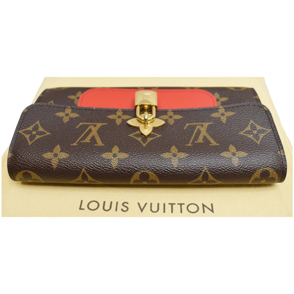 LOUIS VUITTON Flower Lock Monogram Canvas Wallet Red