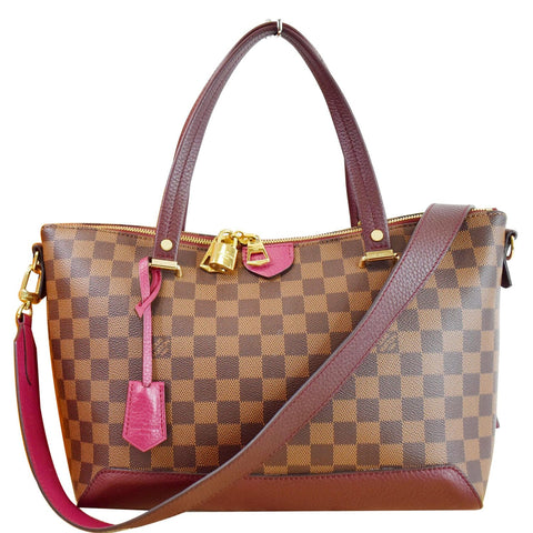 LOUIS VUITTON Hyde Park Damier Ebene Shoulder Bag Fuchsia