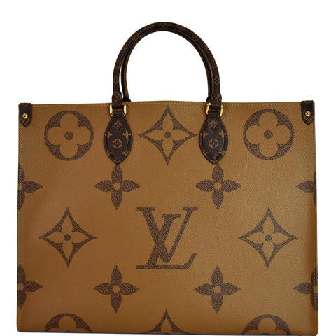 LOUIS VUITTON Onthego GM Reverse Monogram Giant Canvas Shoulder Bag Brown