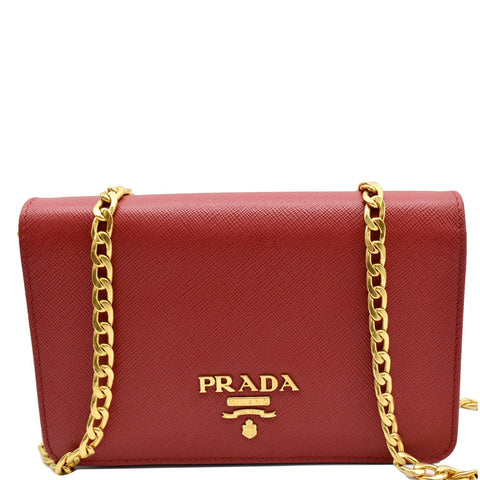 PRADA Saffiano Lux Leather Chain Shoulder Crossbody Bag