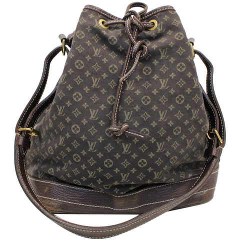 LOUIS VUITTON Large Noe Monogram Mini Lin Shoulder Bag Black