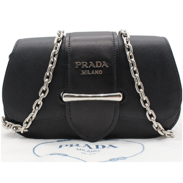 Prada City Sidonie Small Leather Chain  Bag Black