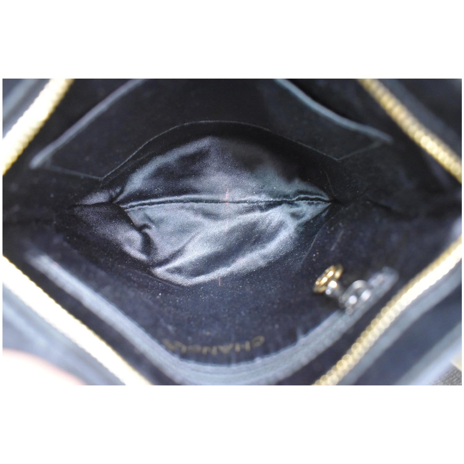 CHANEL Vintage Front Pocket Caviar Leather Shoulder Bag Black