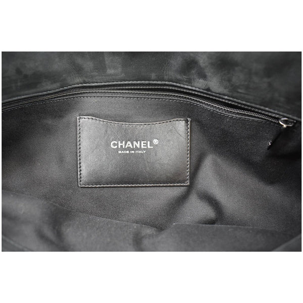 Chanel Just Mademoiselle Maxi Iridescent Leather Bowling Bag Black