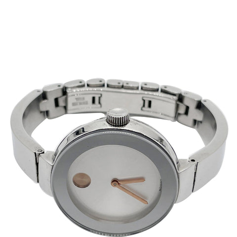 MOVADO Bold Bangle Swiss Bracelet SS Watch Silver Dial 33MM