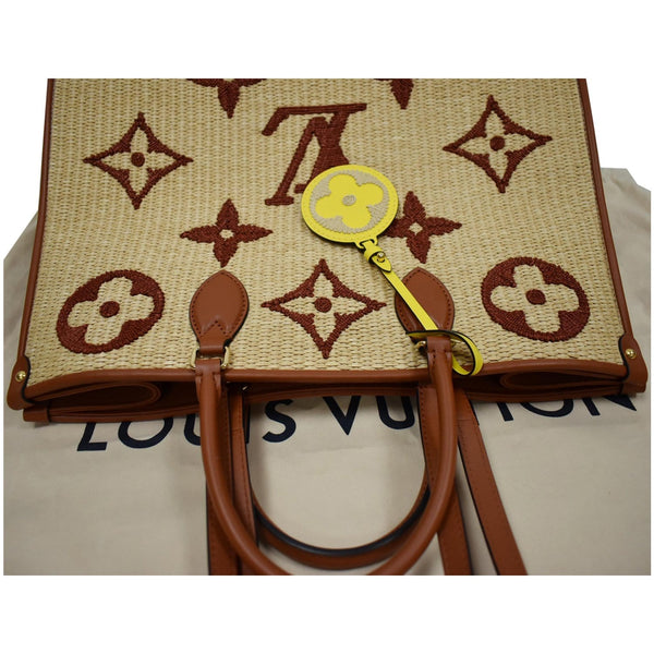 LOUIS VUITTON Onthego MM Monogram Raffia Shoulder Bag Tan