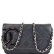 CHANEL Cambon Ligne Quilted Leather WOC Clutch Bag Black