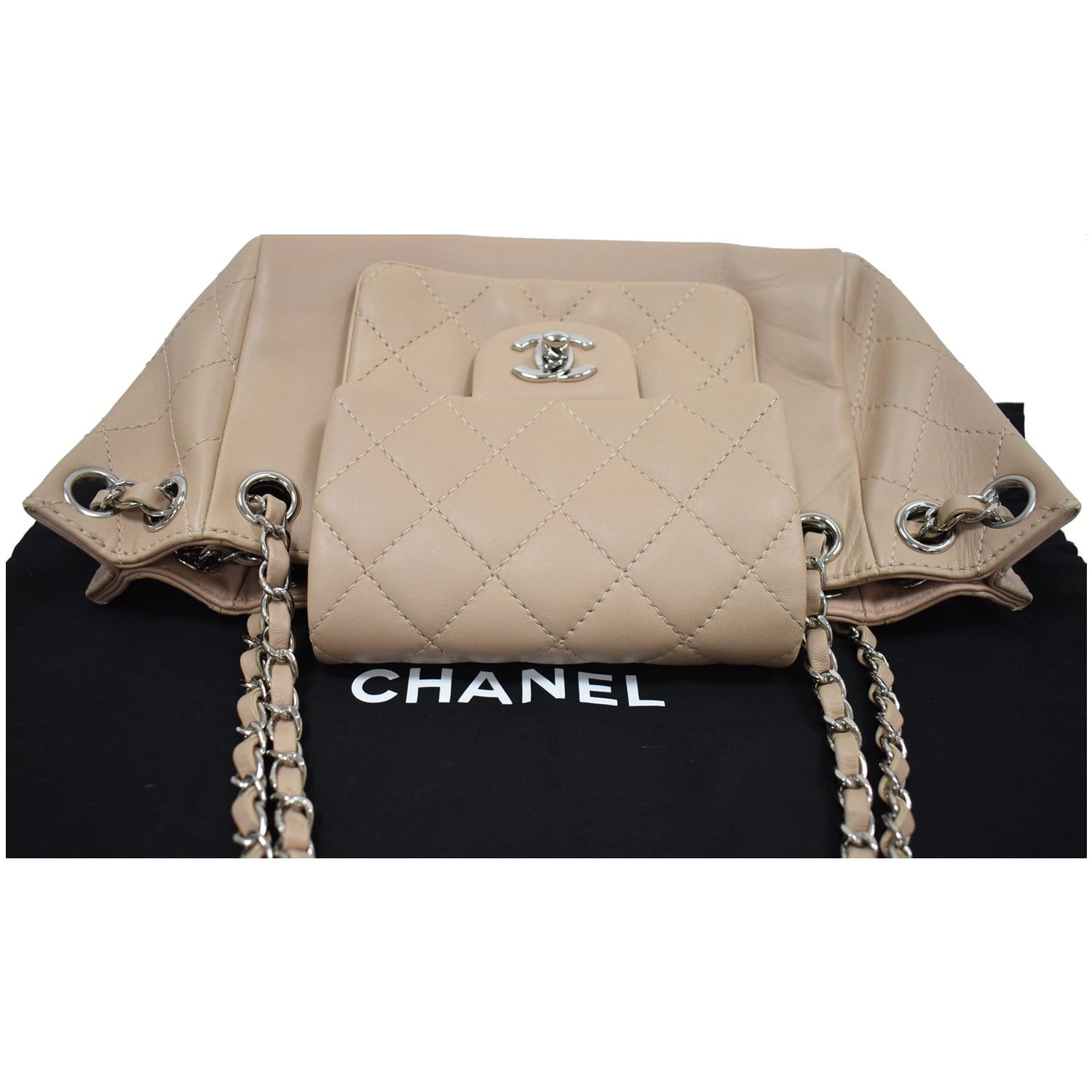 Chanel CC Accordion Lambskin Leather Shoulder Bag
