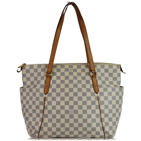 LOUIS VUITTON Totally MM Damier Azur Shoulder Bag White