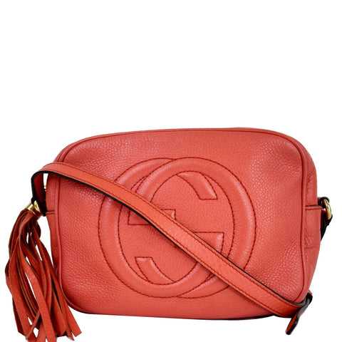 GUCCI Soho Disco Pebbled Leather Small Crossbody Bag Coral 308364 - 15% OFF