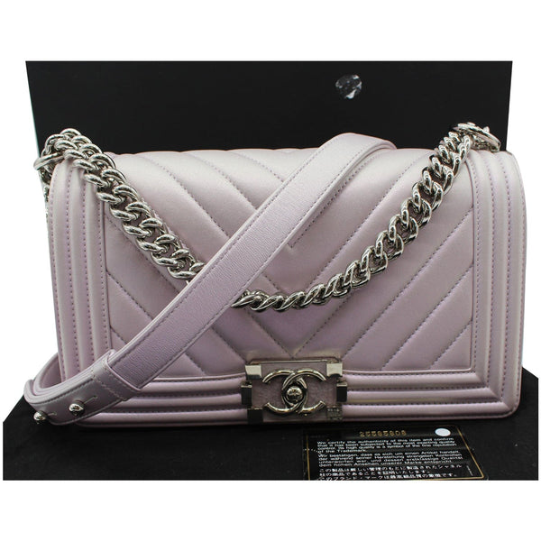 Chanel Medium Boy Flap Chevron Leather Shoulder Bag - Used