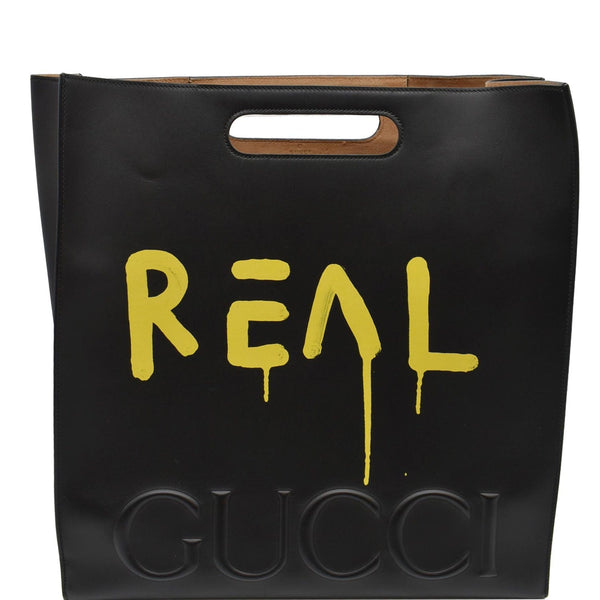 GUCCI Ghost Real Large XL Calfskin Leather Tote Bag Black 415883