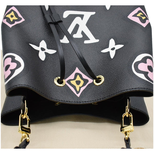LOUIS VUITTON NeoNoe MM Wild At Heart Monogram Canvas Shoulder Bag Black