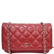 CHANEL CC WOC Leather Wallet On Chain Shoulder Bag Red