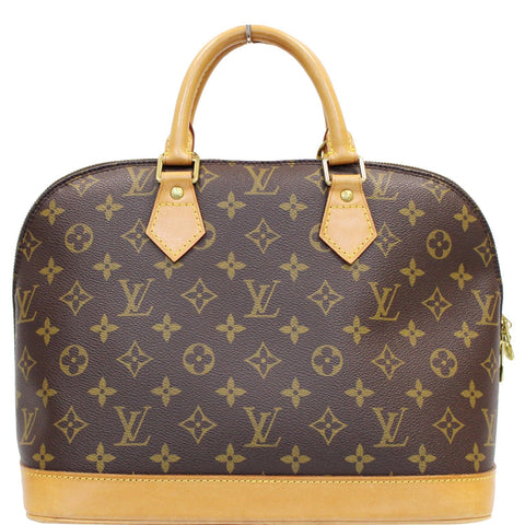 LOUIS VUITTON Alma Monogram Canvas Satchel Bag Brown