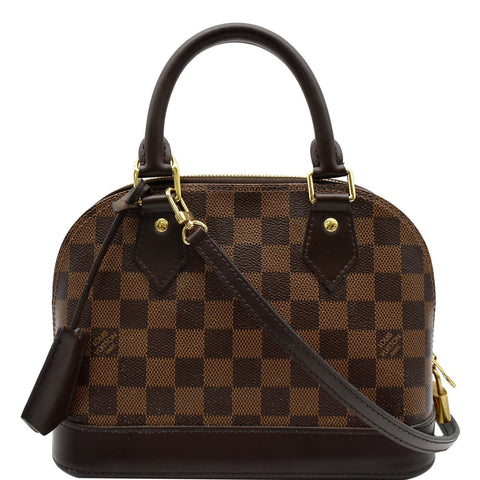 LOUIS VUITTON Alma BB Damier Ebene Satchel Bag Brown
