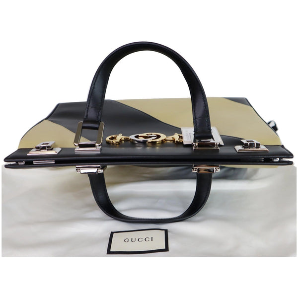 Gucci Medium Zumi Diagonal Stripe Leather Handle Bag top leather handles