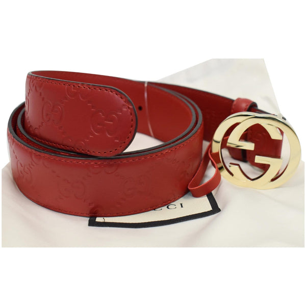 Gucci Signature Leather Belt Red 370543 GG logo