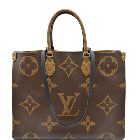 LOUIS VUITTON Onthego GM Giant Monogram Canvas Tote Shoulder Bag Brown