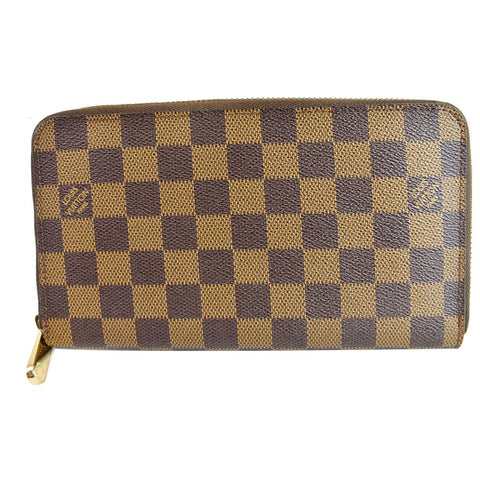 Louis Vuitton Zippy Organizer Damier Ebene Wallet front view