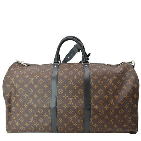 LOUIS VUITTON Keepall Bandouliere 55 Monogram Macassar Travel Bag Brown