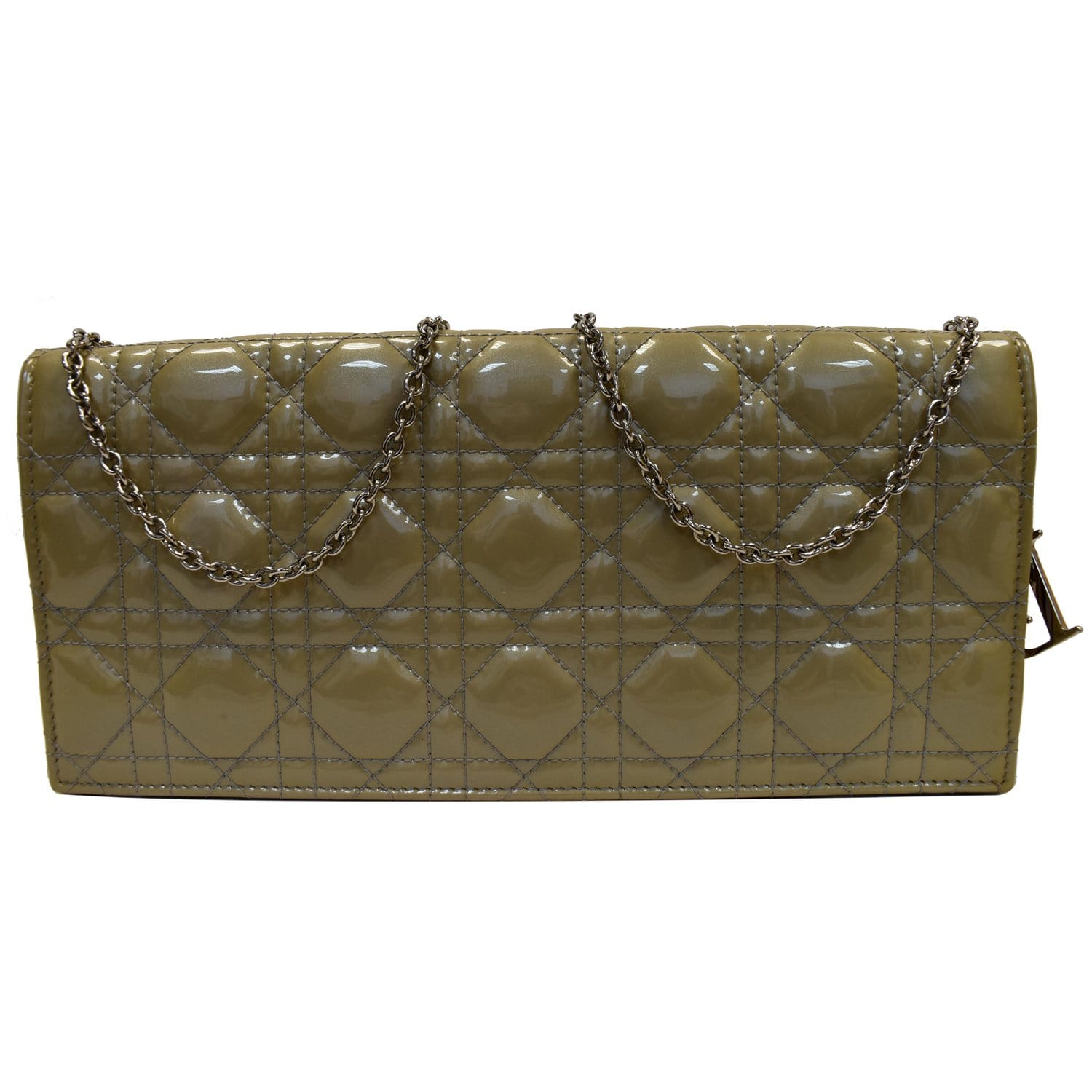Christian Dior Quilted Patent Leather Lady Dior Clutch Bag