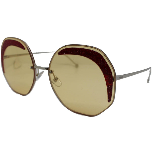 Fendi Silver Sunglasses Yellow Round Lens for Women