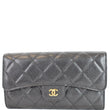 Chanel Large Flap Quilted Caviar Leather Wallet Black 