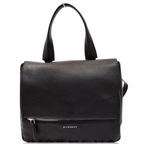 GIVENCHY Pandora Box Medium Grained Leather Shoulder Bag Black